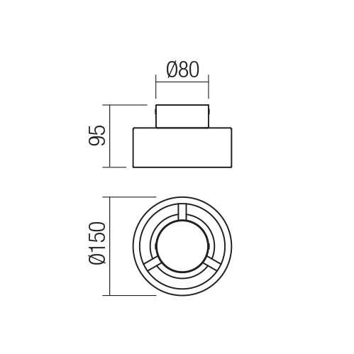 REDO PLAFONE LED "PUNKT" D.150mm 6W 3000K FINITURA IN OTTONE - immagine 2