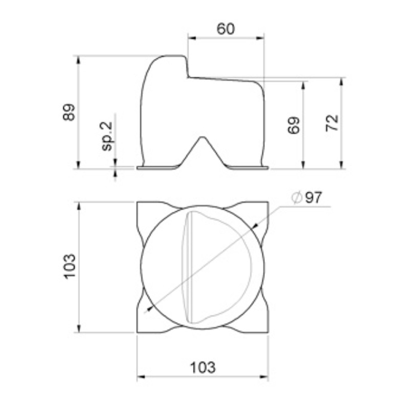 BATTENTE DI ARRESTO A MURARE PER CANCELLI 110x110 mm - immagine 2