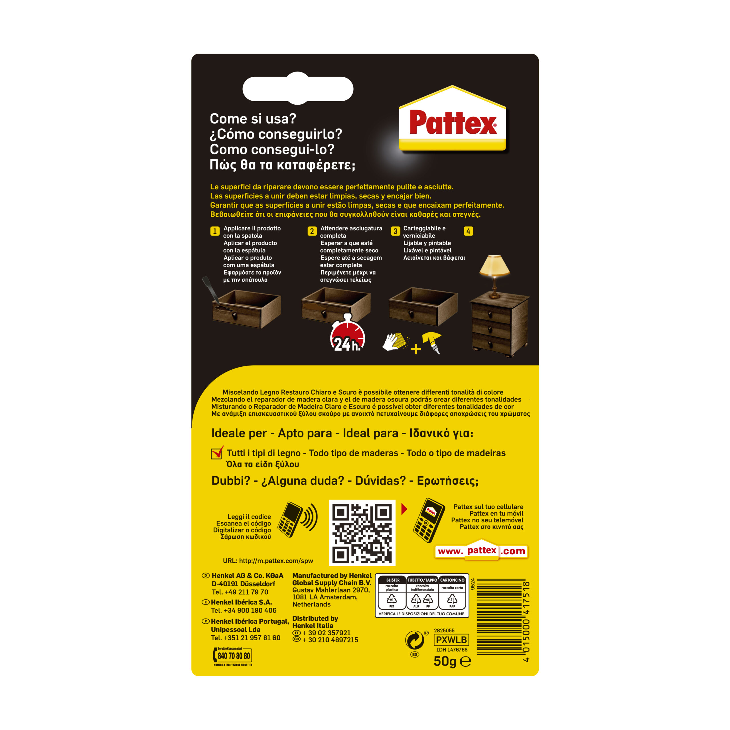 PATTEX STUCCO ADESIVO RESTAURO LEGNO SCURO 50g - immagine 2