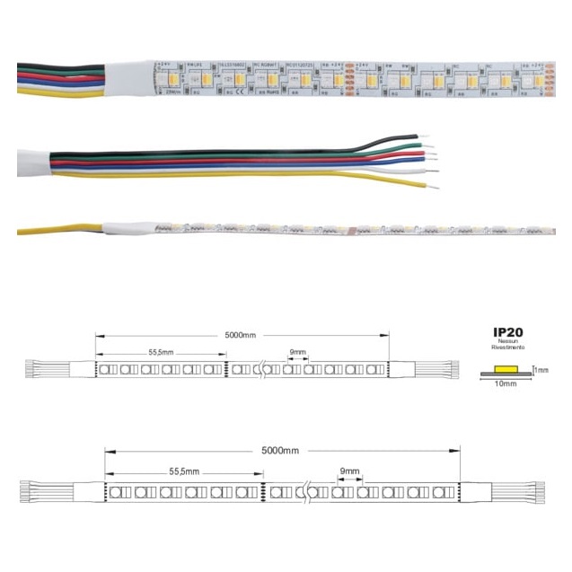 LIFE STRIP LED 24V RGB+BIANCO DINAMICO 23W/m (14W RGB + 9W CCT) 10mm IP20 - immagine 2