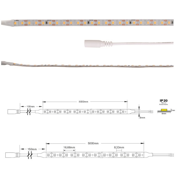 LIFE STRIP LED FREE CUT 24V 16W/m 3000K 1700Lm/mt - BOBINA 5 METRI - immagine 3