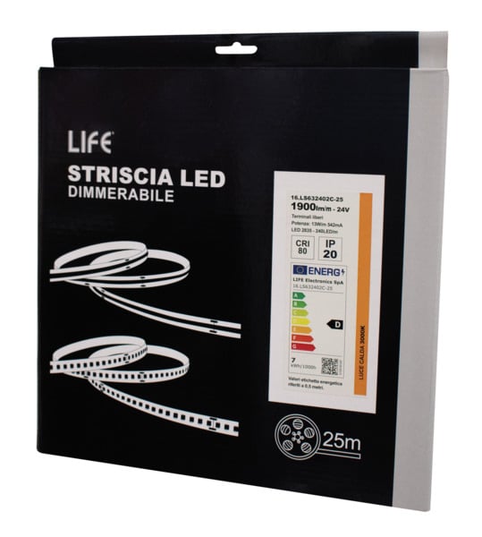 LIFE STRISCIA LED 240LED/M 24V 13W/M 3000K CRI80 IP20 – 2000 LM/M – BOBINA 25 METRI - immagine 2