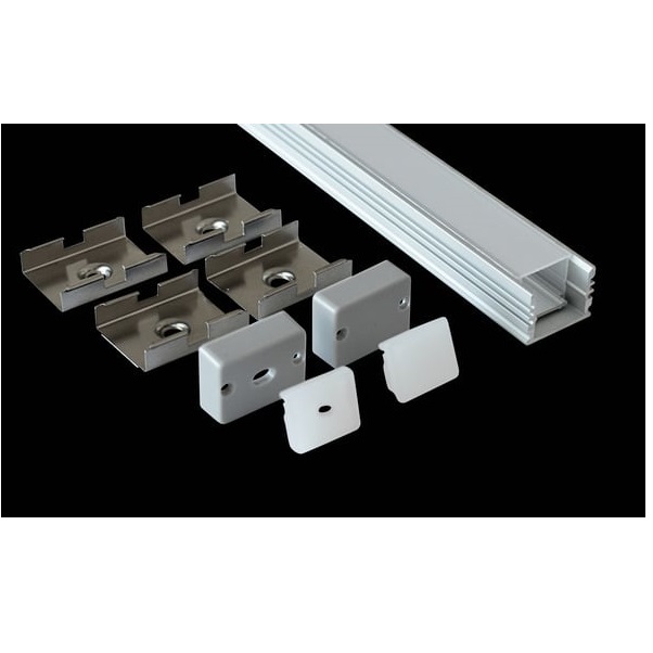 LIFE KIT PROFILO ALLUMINIO 2m IP65 DA PARETE 24W/M CON COVER OPALE - immagine 2