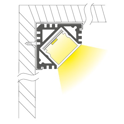 LIFE KIT PROFILO ANGOLARE IP65 CON COVER SATINATA 45° - BARRA DA 2 M - immagine 4