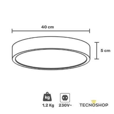 PLAFONIERA WIFI D.40CM 30W 1800LM DIMMERABILE - immagine 2