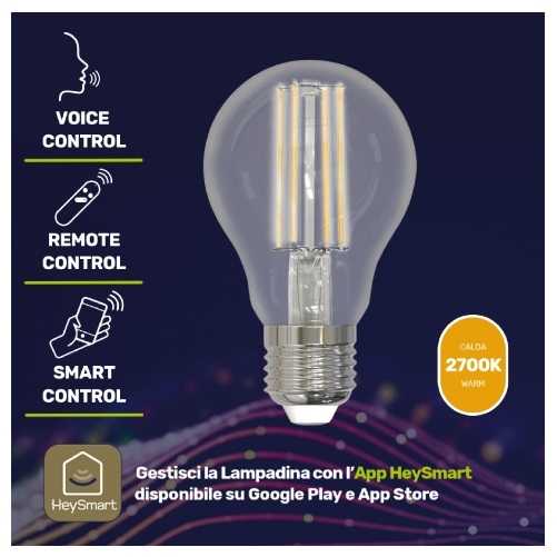 HEY BULB LAMPADINA SMART WI-FI LED FILAMENT E27 7W LUCE CALDA - immagine 2