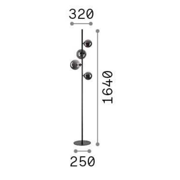 IDEAL LUX PIANTANA "PERLAGE" 4xG9 H 1.64 mt OTTONE E VETRO OPALE - immagine 2