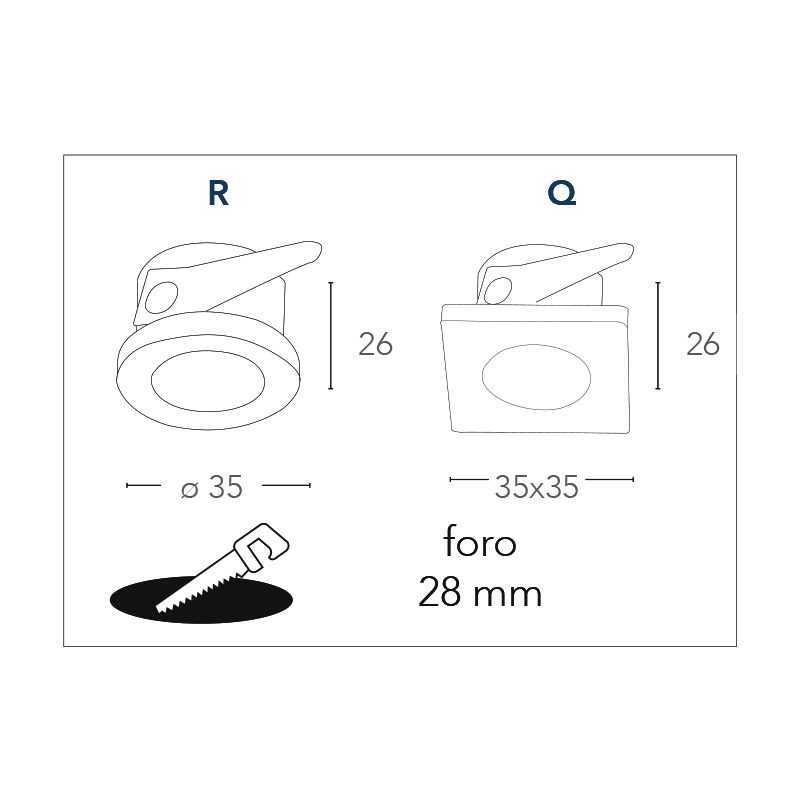 INTEC FARETTO LED DA INCASSO "SIRIO" 2W QUADRATO 4000K BIANCO - immagine 2