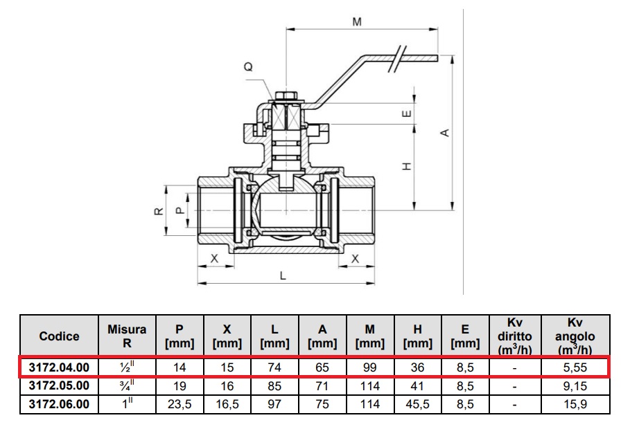 RBM VALVOLA A SFERA A 3 VIE DA 1/2" CON LEVA - immagine 2