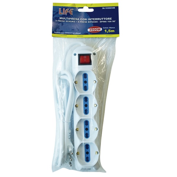 LIFE MULTIPRESA CON 12 PRESE 3500W CON INTERRUTTORE E CAVO 1.5mt - immagine 2