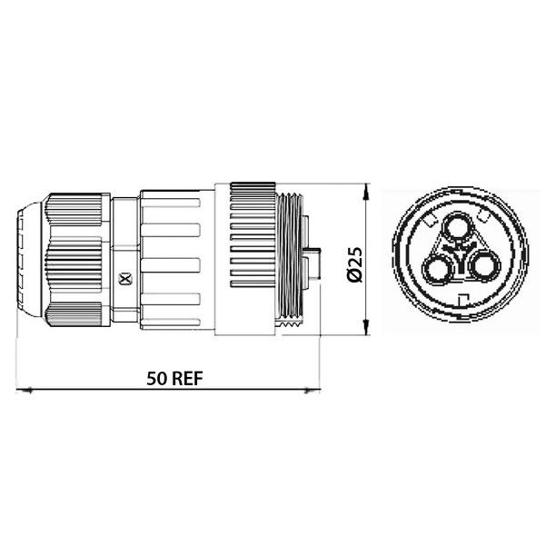 LIFE PRESA VOLANTE IP68 3 POLI 450VAC CON O-RING - immagine 2