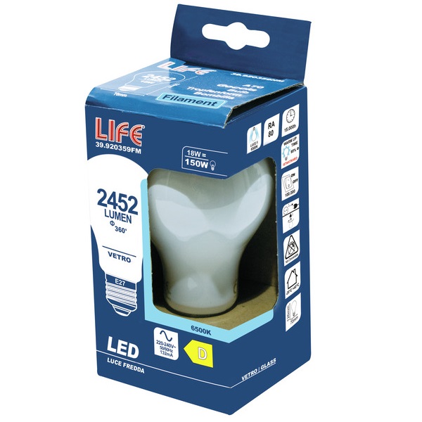 LIFE LAMPADA LED FILAMENTO MILKY E27 18W 6500K 2452LM - immagine 3