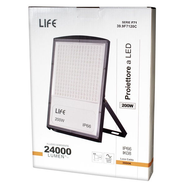LIFE FARETTO LED 200W 22000LM 3000K IP66 GRIGIO - immagine 2