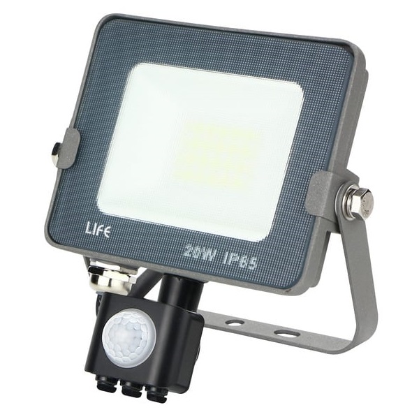 LIFE PROIETTORE LED 20W CON SENSORE DI MOVIMENTO 4000K IP65 GRIGIO