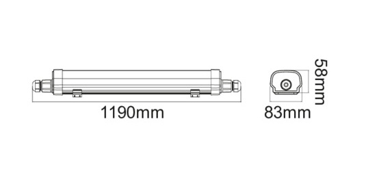 LIFE PLAFONIERA LED LINEARE 60W 4000K 6600lm 1190x83x58mm IP65 - immagine 3