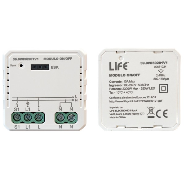 LIFE MODULO 1CH ON/OFF SMART WIRELESS + RF 220V 2300W - immagine 2