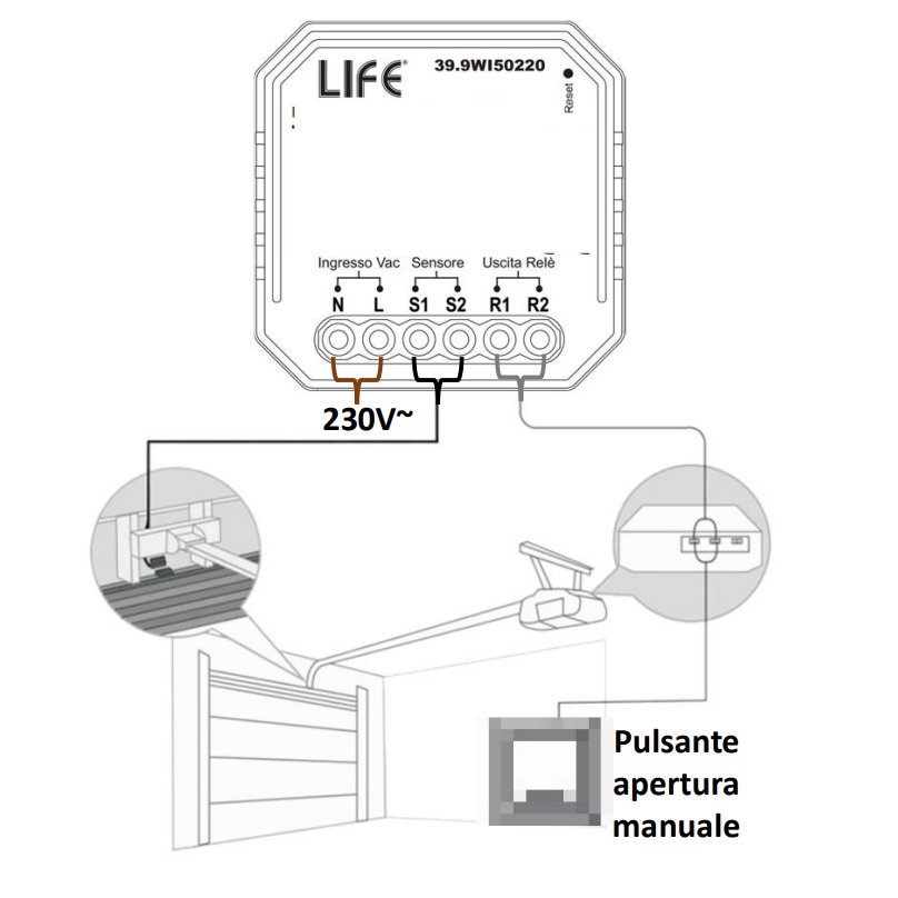 LIFE MODULO 1CH APRIPORTA – USCITA CONTATTO PULITO 2A WIRELESS - immagine 3