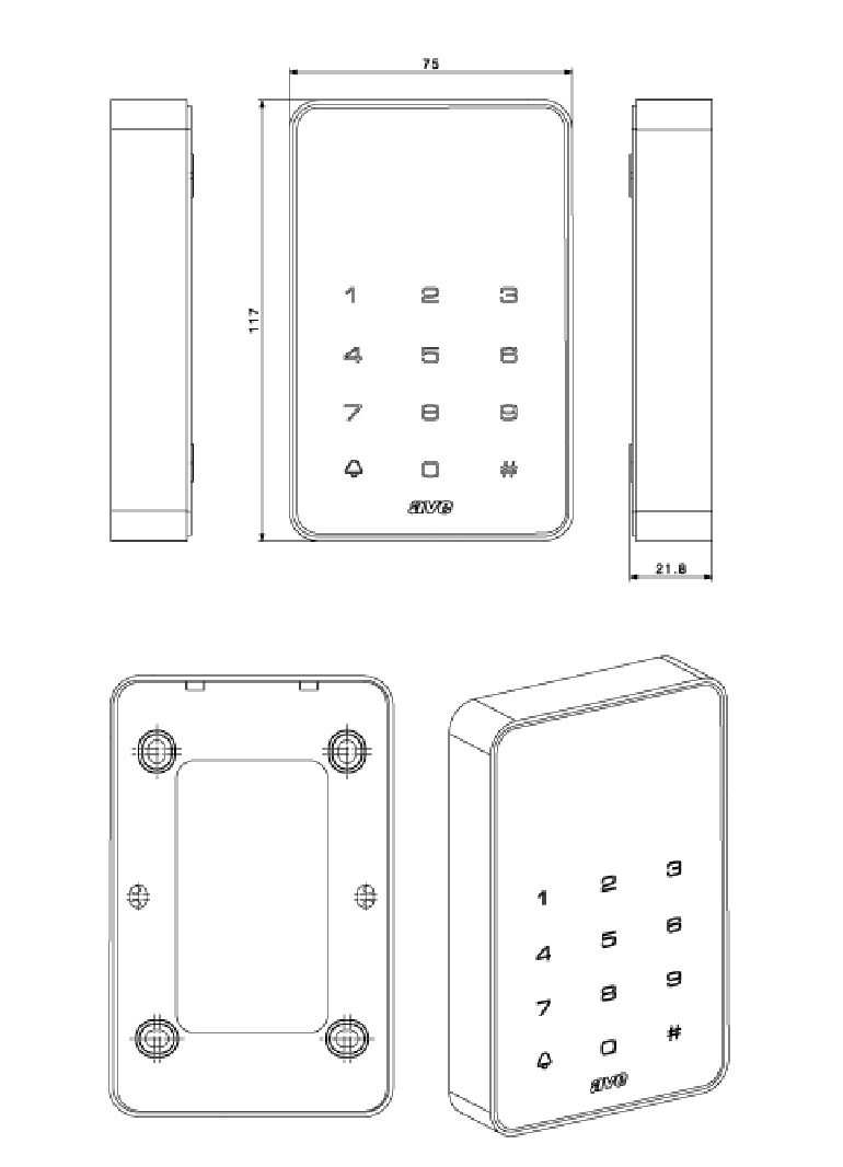 AVE TASTIERA NUMERICA PER CONTROLLO ACCESSI CON DISPLAY RGB E LETTORE MIFARE - immagine 2