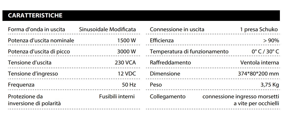 MELCHIONI INVERTER DA 12VDC A 230VAC 1500W SOFTSTART ONDA SINUSOIDALE MODIFICATA - immagine 2