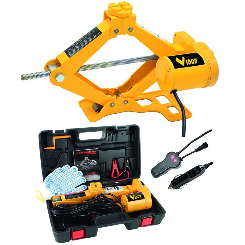 VIGOR CRIC IDRAULICO ELETTRICO 12V PER AUTO MAX 2 T CON VALIGETTA