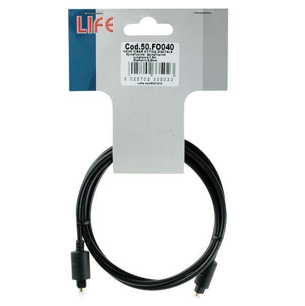 LIFE CAVO OTTICO SP-SP TOSLINK D.5mm H. CARD L.1,5m - immagine 2