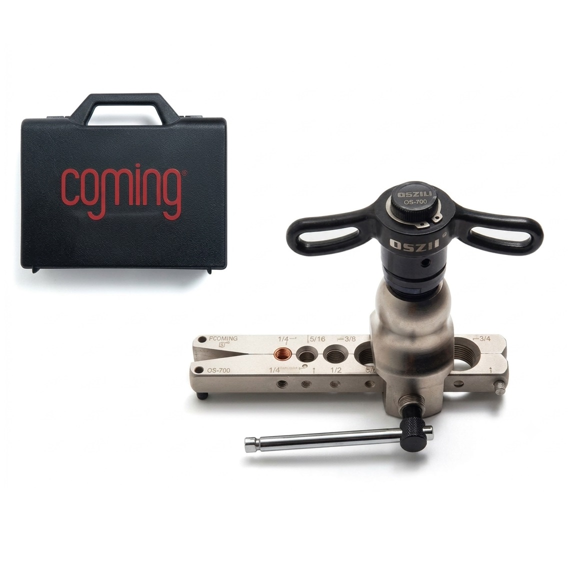 COMING SET CARTELLATRICE A FRIZIONE CON CRICCO PER TUBI RAME DA 1/4” A 3/4” IN VALIGIA
