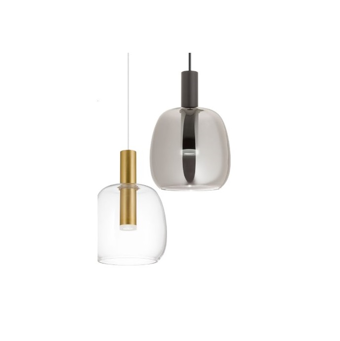SOSPENSIONE "CANDELA" ORO OPACO 8W 3000K CON VETRO TRASPARENTE - immagine 2