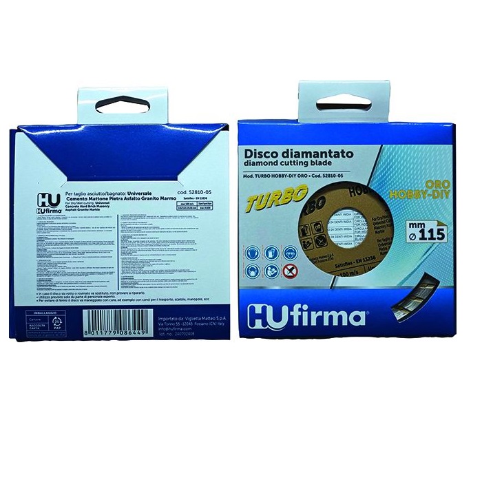 HU-FIRMA DISCO DIAMANTATO TURBO HOBBY-DIY ORO Ø 115 mm - immagine 3