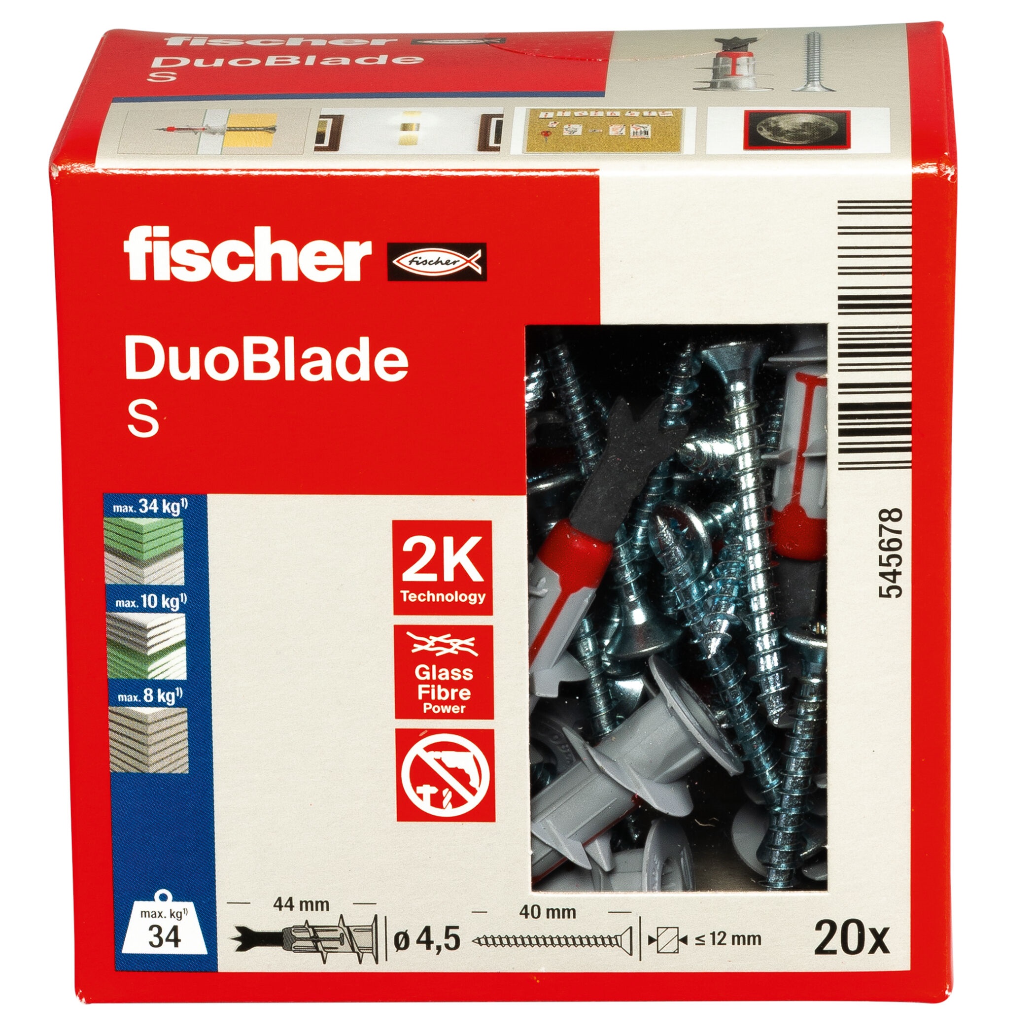 FISCHER CONFEZIONE 20 TASSELLI E VITI PER CARTONGESSO DUOBLADE S - immagine 2