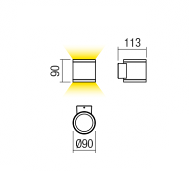 REDO APPLIQUE ETA UP/DOWN LED 2X6W 1412/1470LM 120° 4000K CRI 82 IP54 GRIGIO - immagine 2