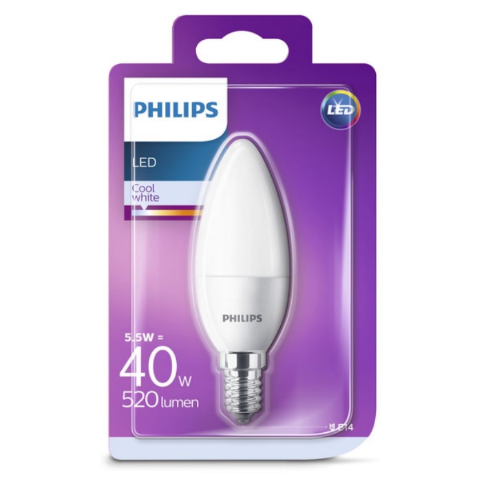 PHILIPS LAMPADA LED CANDELA ATTACCO E14 5,5W 4000K 520lm - immagine 2