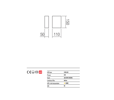 REDO APPLIQUE MOD. MATCH 6W 220V 3000K BIANCO OPACO - immagine 2