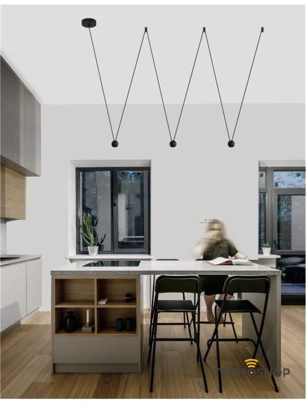 NOVALUCE SOSPENSIONE 3 LUCI "NOCCI" 3x4.5W 3000K NERA - immagine 2