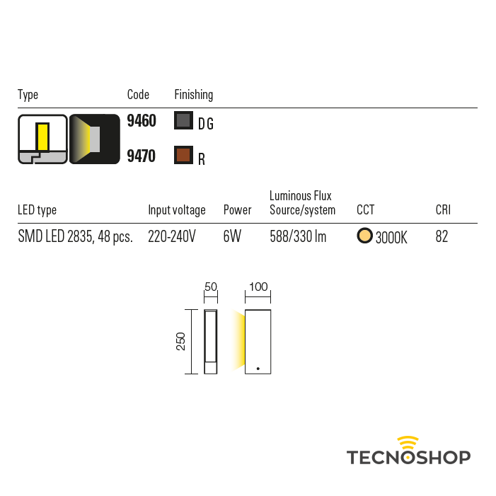 REDO PALETTO LED "TWIN" MONOEMISSIONE H=25cm 6W 3000K RUGGINE - immagine 2