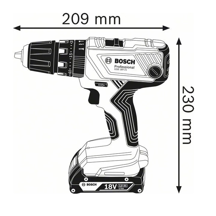 BOSCH TRAPANO A PERCUSSIONE GSB 18V-21 CON 2 BATTERIE 2Ah E CARICABATTERIE - immagine 2