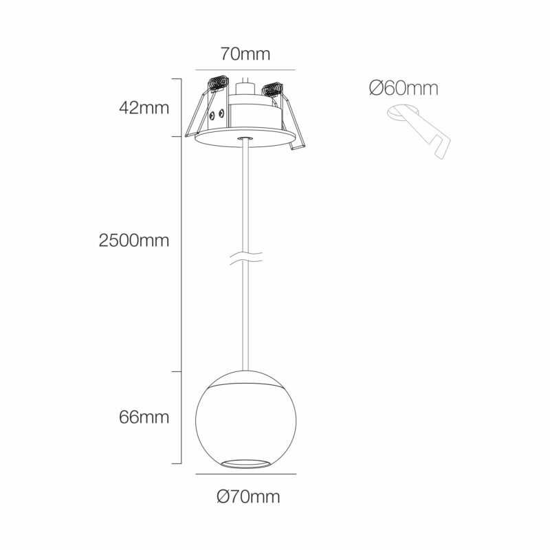 BENEITO SOSPENSIONE "BORA" ORO ROSA 8,5W 3000K CON BASE INCASSO - immagine 4