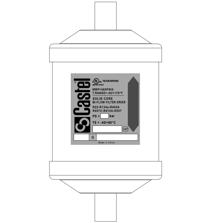 CASTEL FILTRO BIDIREZIONALE A SALDARE DA 3/8" PER REFRIGERANTI - immagine 2