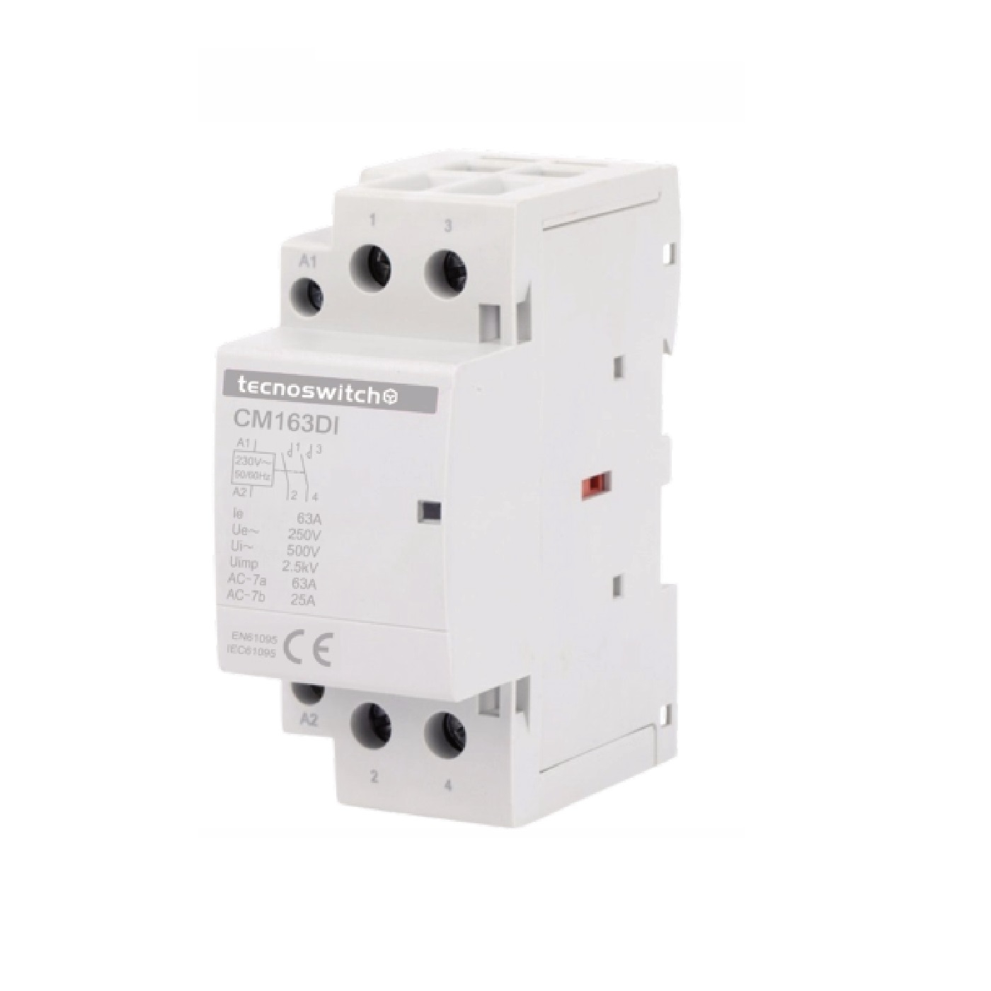 TECNOSWITCH CONTATTORE MODULARE 2NA 63A AC-7A 25A 230V 2 MODULI DIN