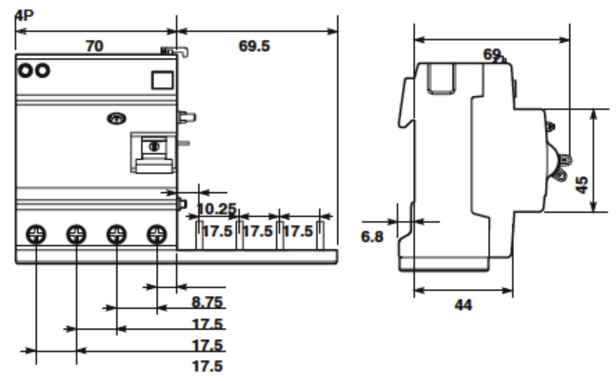 AEG BLOCCO DIFFERENZIALE DX 4P 63A 500mA AC 4 MODULI - immagine 2