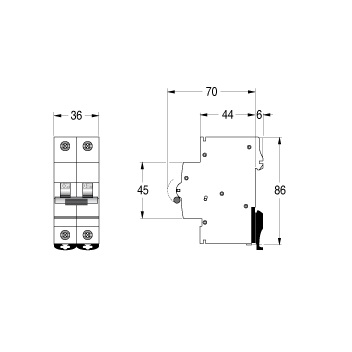 AEG INTERRUTTORE AUTOMATICO ELFA E90 2P C 6A 6kA 2 MODULI - immagine 2
