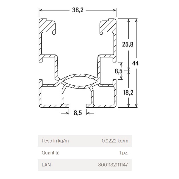 FISCHER PROFILO IN ALLUMINIO SOLAR-FISH PER MODULI FTV L.3,65 MT - immagine 5