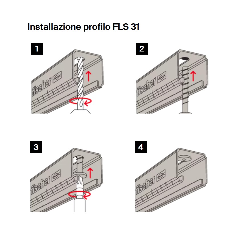 FISCHER PROFILO DI MONTAGGIO FLS 31/30/1.0 BARRA DA 2MT - immagine 2