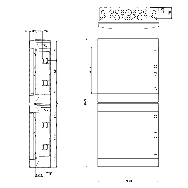 AEG CENTRALINO PARETE STAGNO 4 FILE 72 MODULI - immagine 2