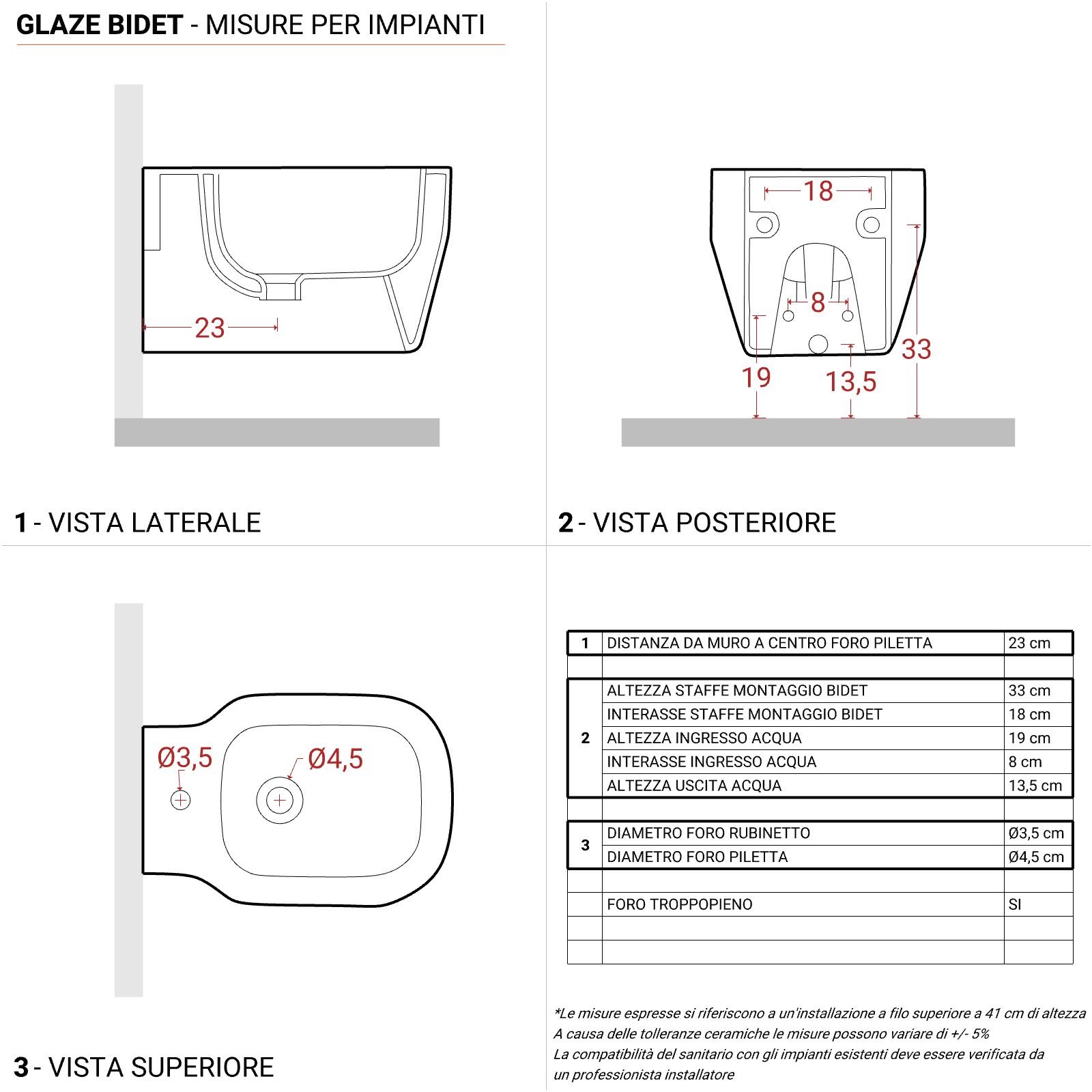 BIDET SOSPESO IN CERAMICA BIANCA SERIE GLAZE - immagine 4