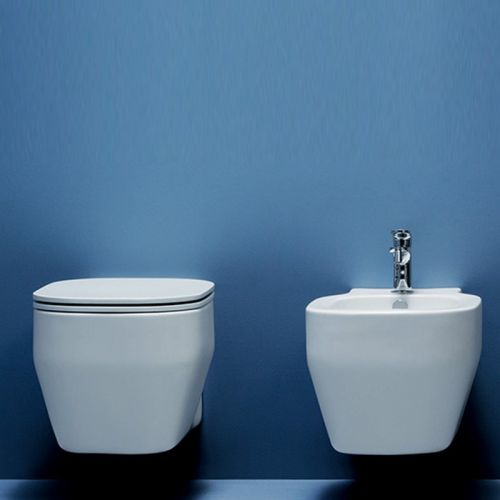 VASO WC SOSPESO IN CERAMICA BIANCA SERIE GLAZE CON KIT - immagine 3