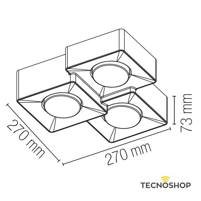 INTEC PLAFONE QUADRATO "ATHEN" 3xGX53 IN GESSO BIANCO - immagine 2