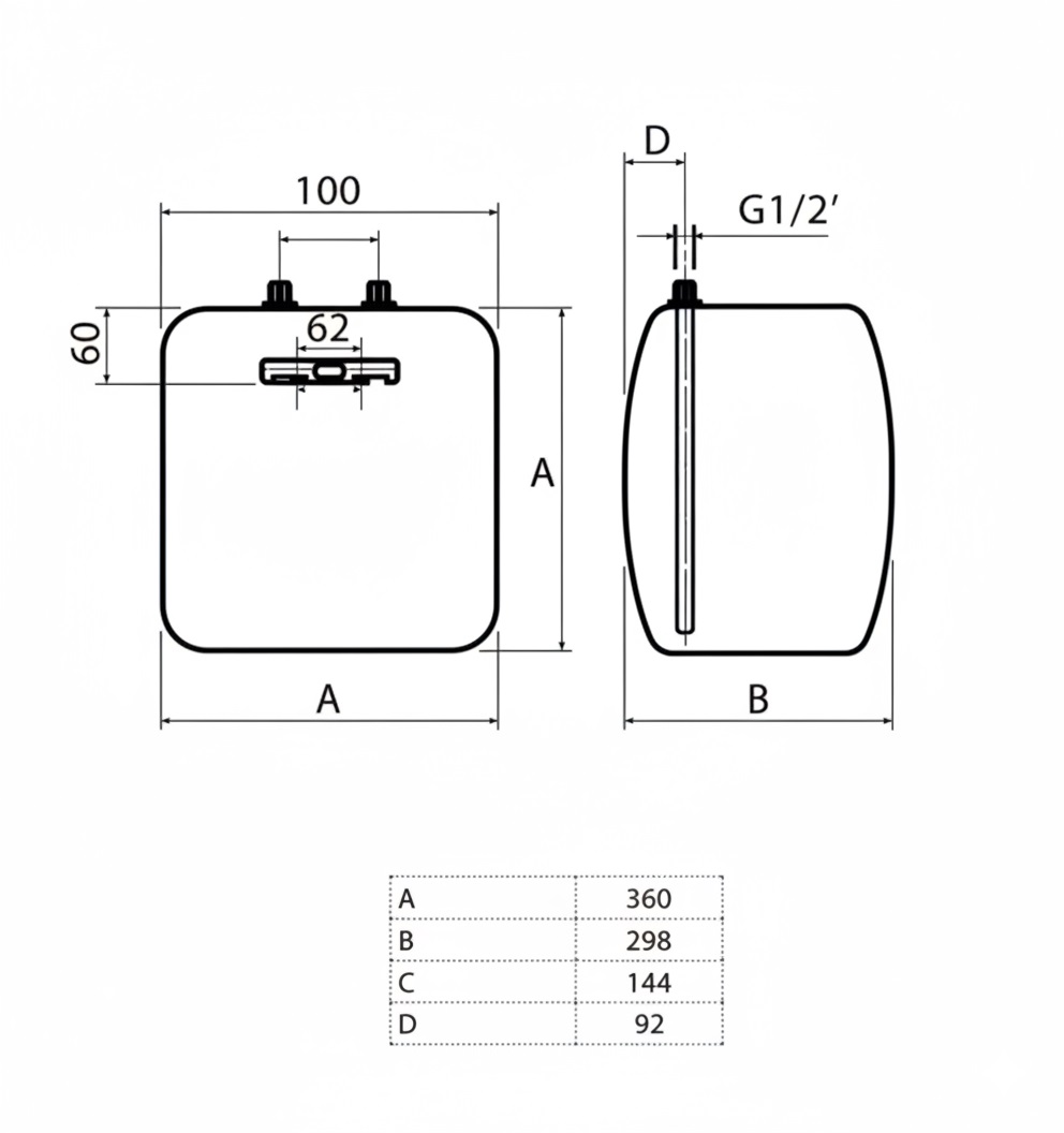 CHAFFOTEAUX SCALDABAGNO ELETTRICO QUADRATO SOTTOLAVELLO DA 10LT - immagine 2