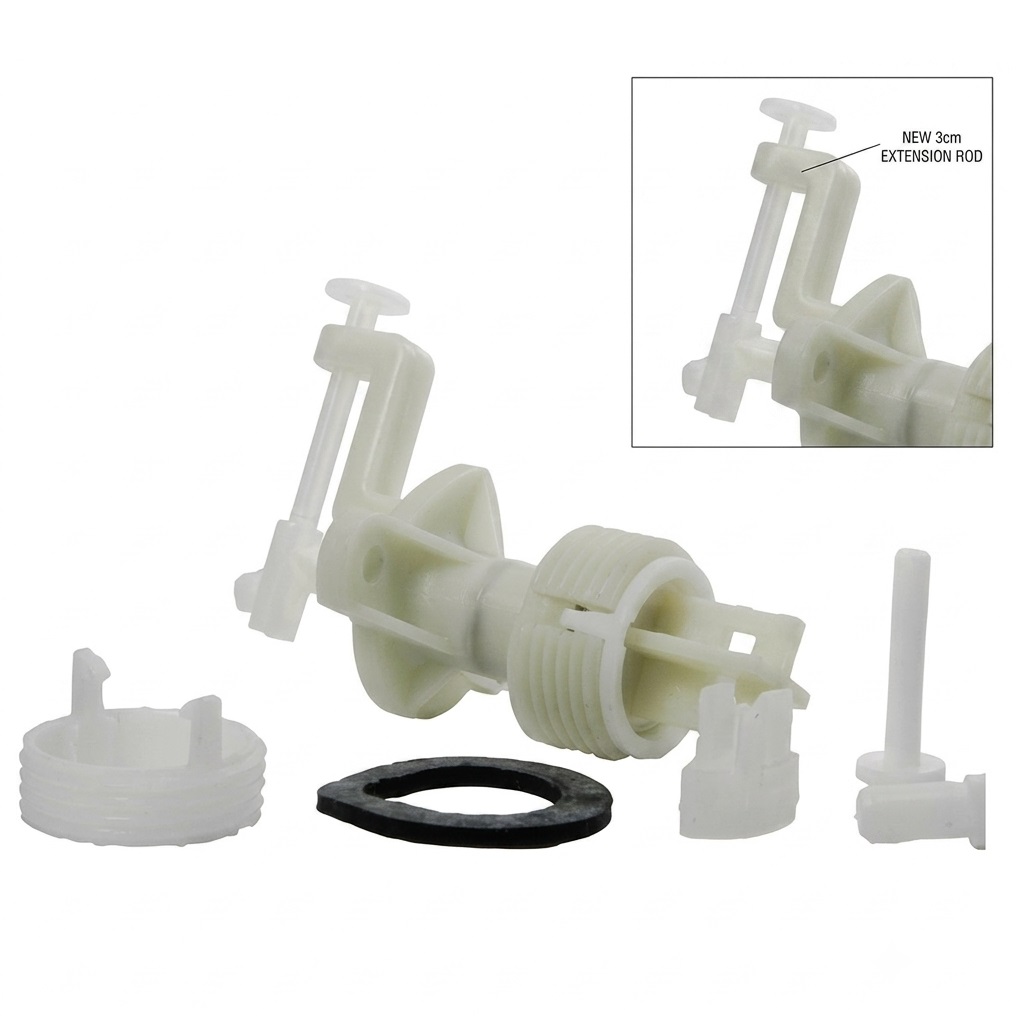 PUCCI PULSANTE COMPLETO 80007540 CON PROLUNGA A 3CM PER CASSETTA RAME - immagine 2