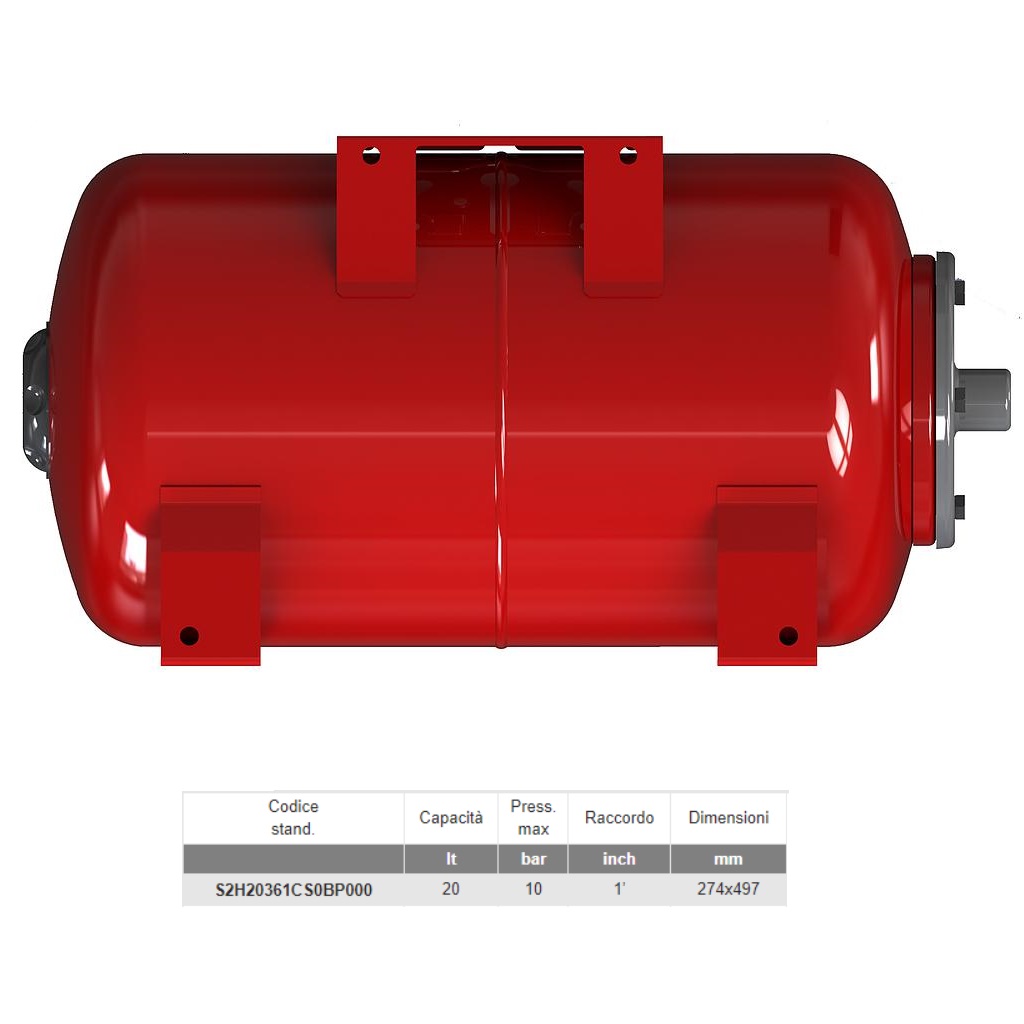 VAREM SERBATOIO 20 LT ORIZZONTALE CILINDRICO CON STAFFE A BASE - immagine 2