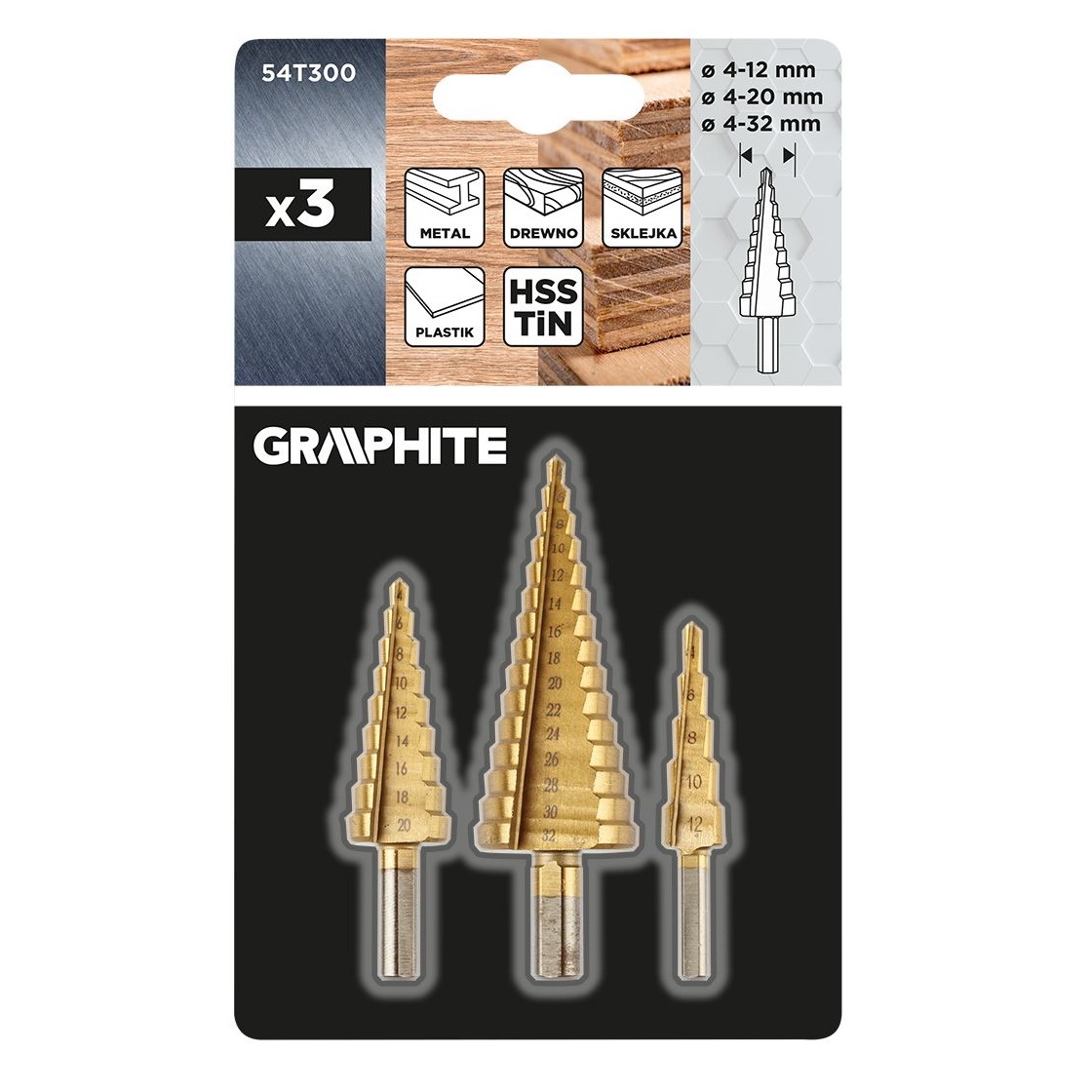 TOPEX KIT 3 PUNTE A GRADINI 4-12, 4-20, 4-32 mm IN ACCIAIO HSS - immagine 2